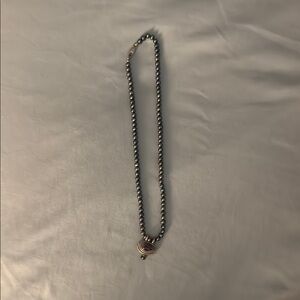 Elegant .925 Dyed, Iridescent Pearl Necklace With Purple Agate